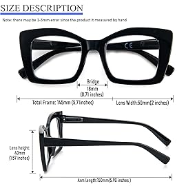 REAVEE 3 Pack Oversized Square Reading Glasses Oprah Style for Women, Blue Light Blocking Large Frame Computer Designer Fashion Readers with Spring Hinge (Black/Transparent Tortoise/Clear,3.5)
