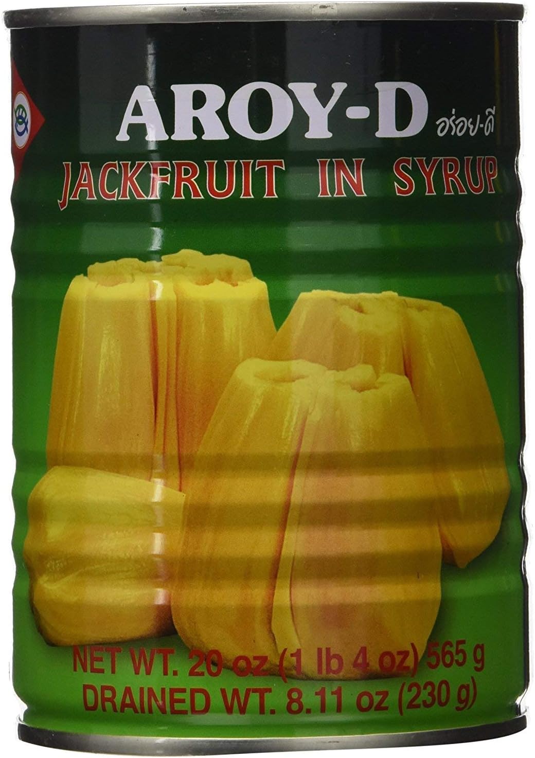 aroyd can food + ninechef long handle spoon (Jackfruit in Syrup, One Case)