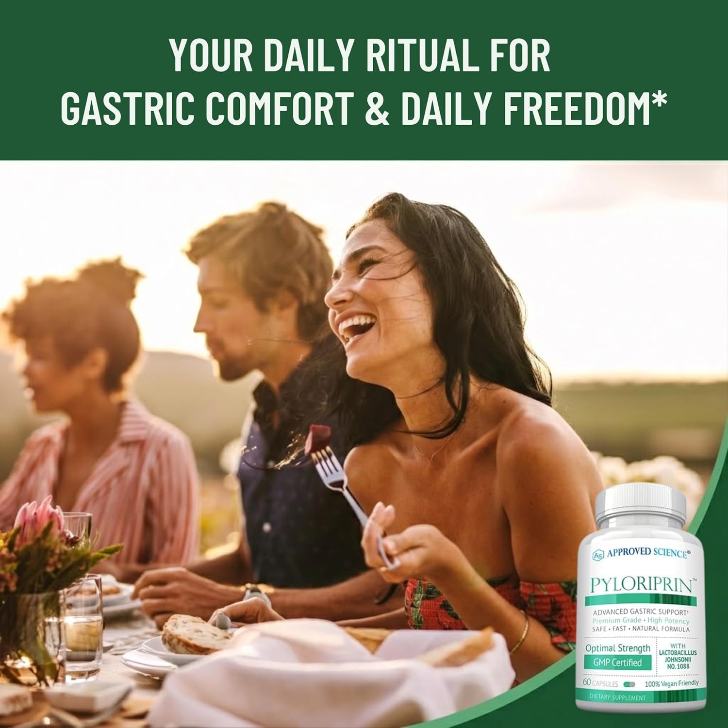 Approved Science Pyloriprin - Advanced Digestive Support for A Healthy Stomach - Zinc L-Carnosine, Probiotic, Broccoli Sprout, Deglycyrrhized Licorice - 60 Capsules - One Month Supply - Vegan - Image 7