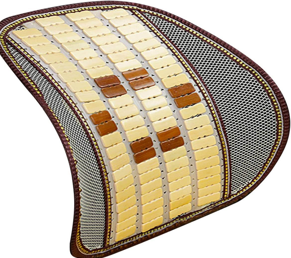 Summer Bamboo Lumbar Brace Support Car Back Mesh Support Cooling Breathable Universal Fit Car Office Home(Beige)