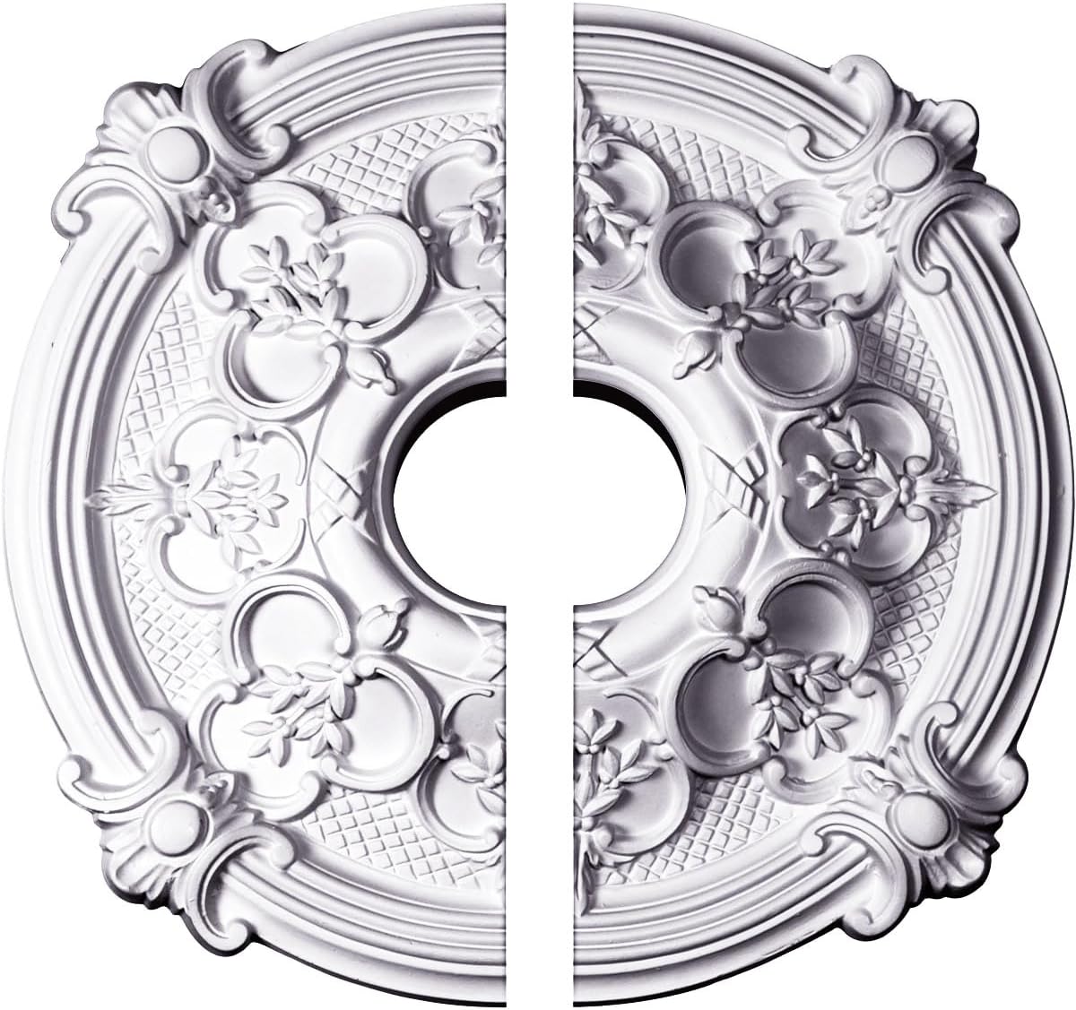 Ekena Millwork CM17HA2-03500 17 3/8"OD x 3 1/2"ID x 1 3/4"P Hamilton Ceiling Medallion, Fits Canopies up to 3-3/4", 2 Piece