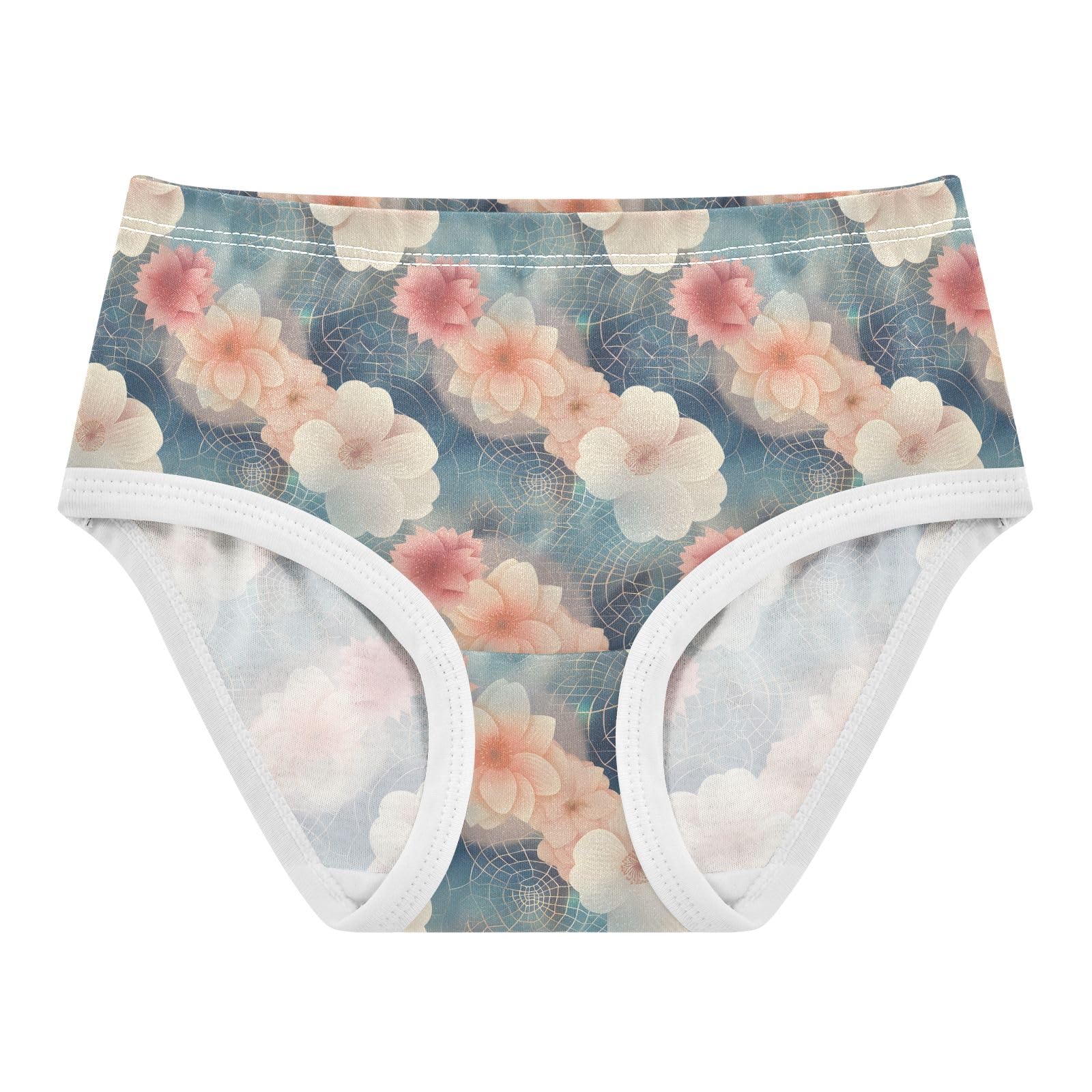 ALAZA Toddler Girls Cotton Hipster Underwear Soft Flowers Geometric Patterns 2 Pack 2T