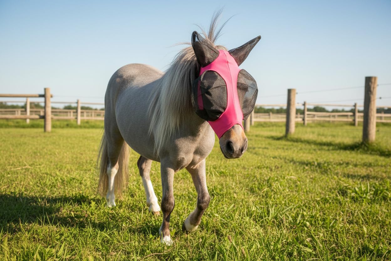 Ruggles Masque anti-mouches pour chevaux lourds – Shires Clydesdale Percheron, etc. | Disponible avec ou sans protège-nez | Excellente protection contre les mouches et les insectes (X plein avec nez
