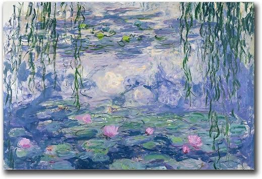 Canvas Painting Posters and Prints Wall Art Pictures Claude Monet Water Lilies Impressionist Landscape Painting Garden Print Flower Print Blue Print Monet Wall Art Modern Family Bedroom Decor 8x12inch