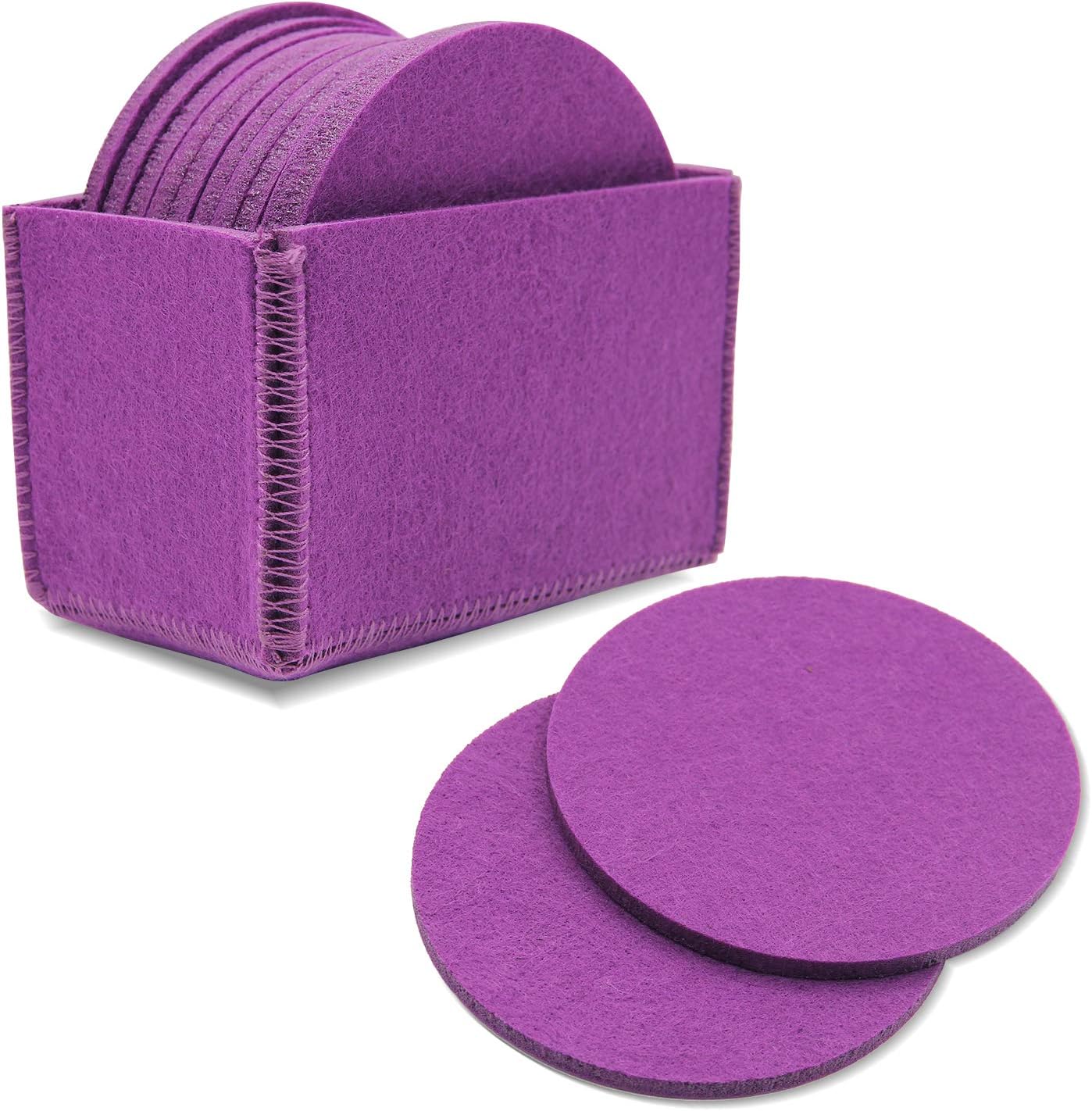 Meffort Inc Set of 10 Felt Coaster Set with Holder, Table