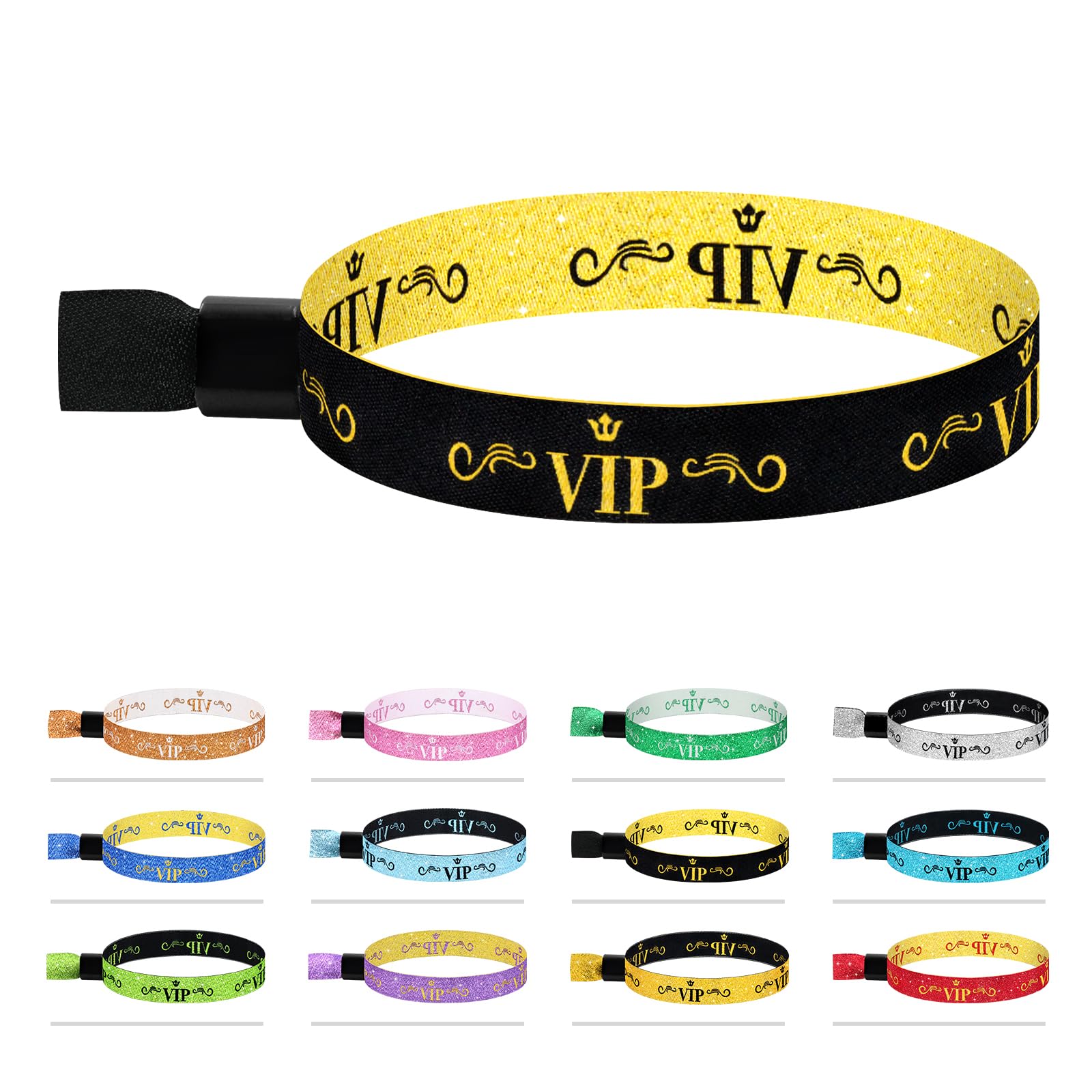 Comflora 100 Pcs VIP Cloth Event Wristband, Disposable VIP Wristbands for Events, Colored VIP Wristbands Events,for Lightweight Concert,Club Entrance Wrist Strap Party Wristband Event (Color : Black)