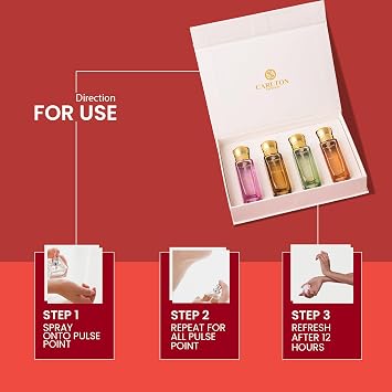 Carlton London Fantasy Liquid Perfume Gift Set For Women Premium & Luxury Edp Gift Set For Her Gift Pack Of Desire, Muse, Bliss & Noor With Long Lasting, Floral And Fruity Fragrances 4 X 20 Ml