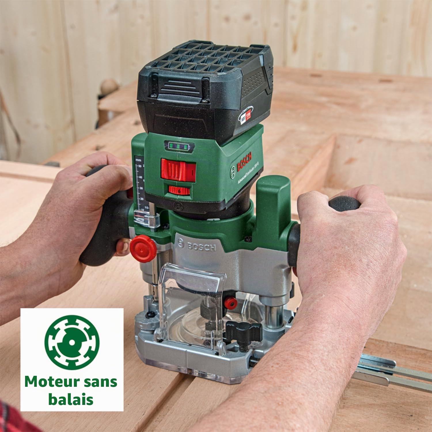 Bosch Home and Garden Base plongeante pour défonceuse compatible avec le AdvancedTrimRouter 18V-8 (pour le fraisage de fentes et de poches)