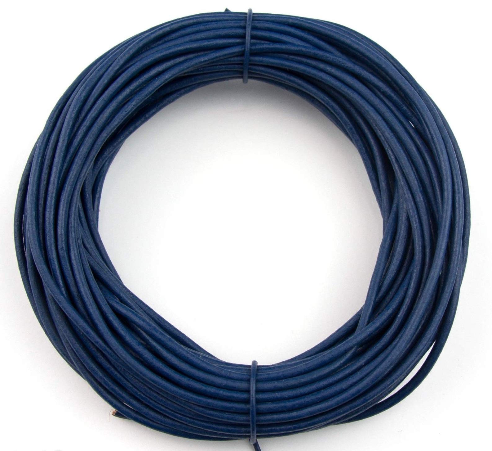 Blue Natural Dye Round Leather Cord 2mm 10 Meters(11 Yards)