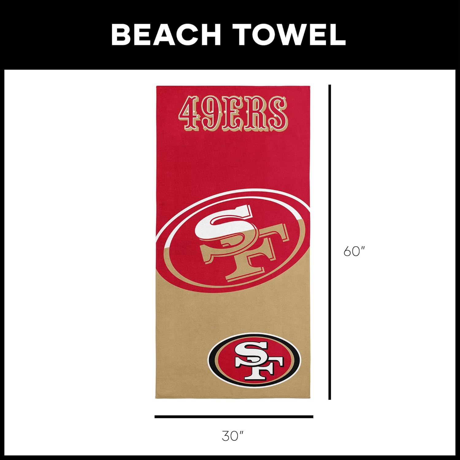 Northwest NFL Microfiber Beach Towel, Quick-Dry, Soft & Absorbent Lightweight Travel Essentials for Pool or Bath, 60x70 inches - Image 6