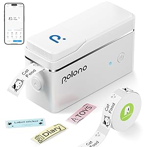 POLONO Label Maker Machine with Tape, P31S Bluetooth Label Printer, Mini Label Maker with Multiple Templates for School Office Home Organization, Wireless Portable Thermal Printer for Storage, White