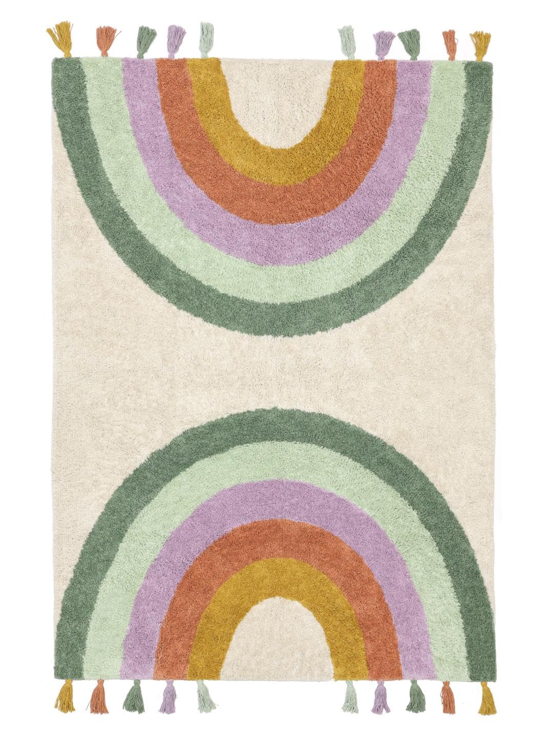 RugVista Rainbow Mirror Kinderteppich, 140 x 200 cm, Multi/Weiß | Moderne, Kinder, Rechteckig, Mittlerer Stapel, Maschinenwäsche, Oeko-Tex 100, Ohne gefährliche Chemikalien, Kinderzimmer