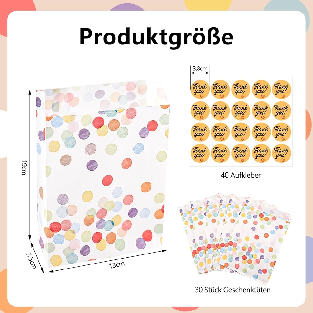 40 Stu00fcck Geschenktu00fcten Mit 42 Aufkleber, Papiertu00fcten