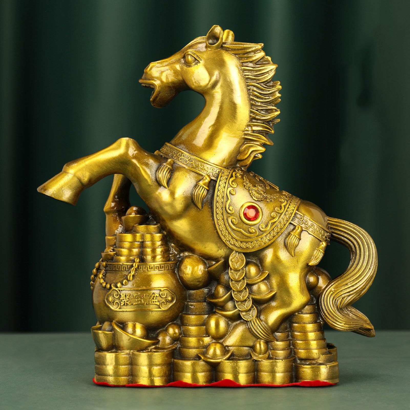 Ozdoba konia na szczęście Chiński posąg zodiaku Bogaty koń Feng Shui Figurka Bóg bogactwa Figurka Dekoracje do domu Figurka Biuro w stylu chińskim Feng Shui Mosiądz,L