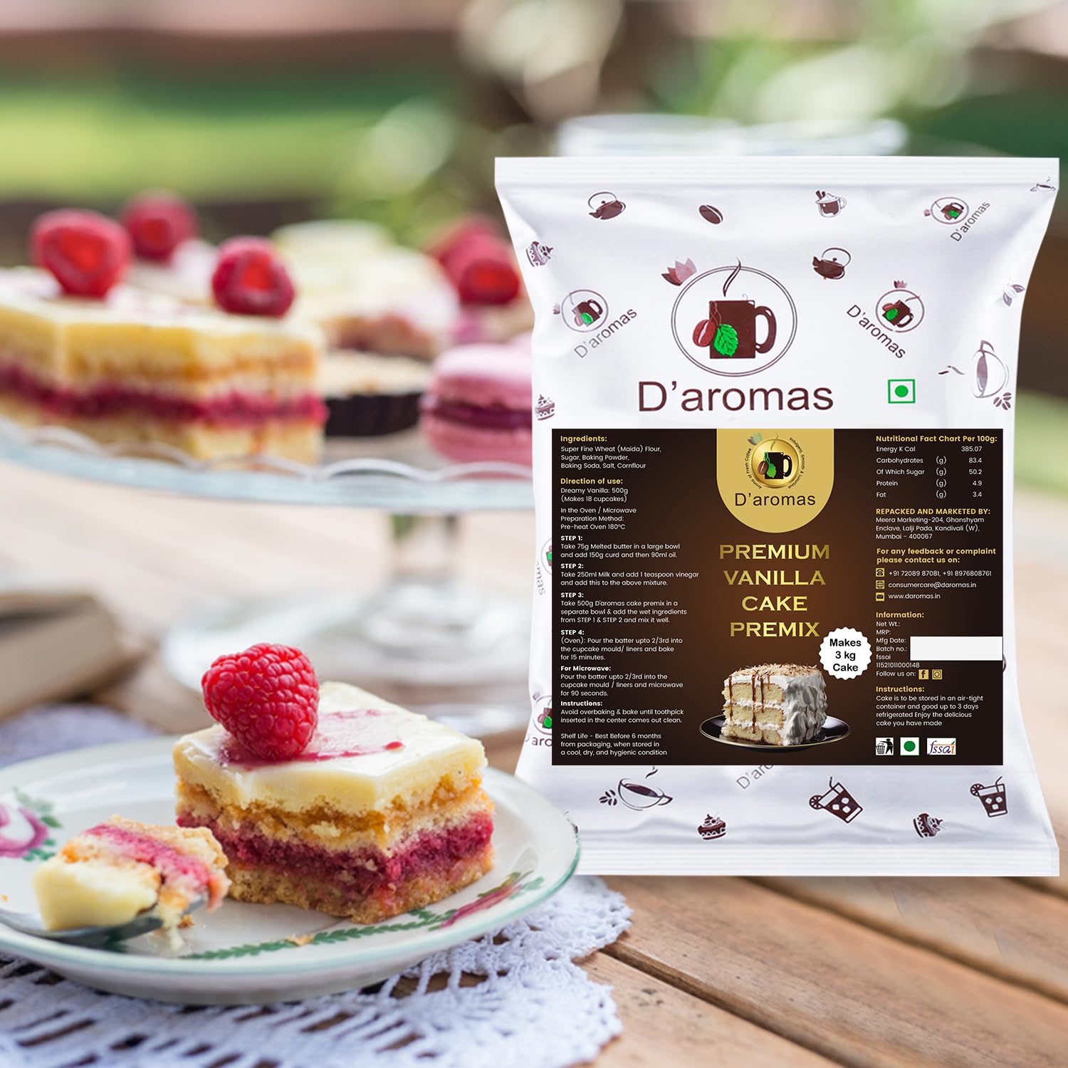 Daromas Premium Vanilla Cake Premix 500 grams, Instant Vanilla Cake Premix Powder, Egg Free Premium Cake Premix (B0CKZ4X21C) Amazon Price History, Amazon Price Tracker