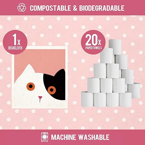 Miniatura 8 de Morigins Paquete de 6 toallas de mano reutilizables y absorbentes para cocina, baño y mostradores de limpieza, paño de esponja de celulosa azul