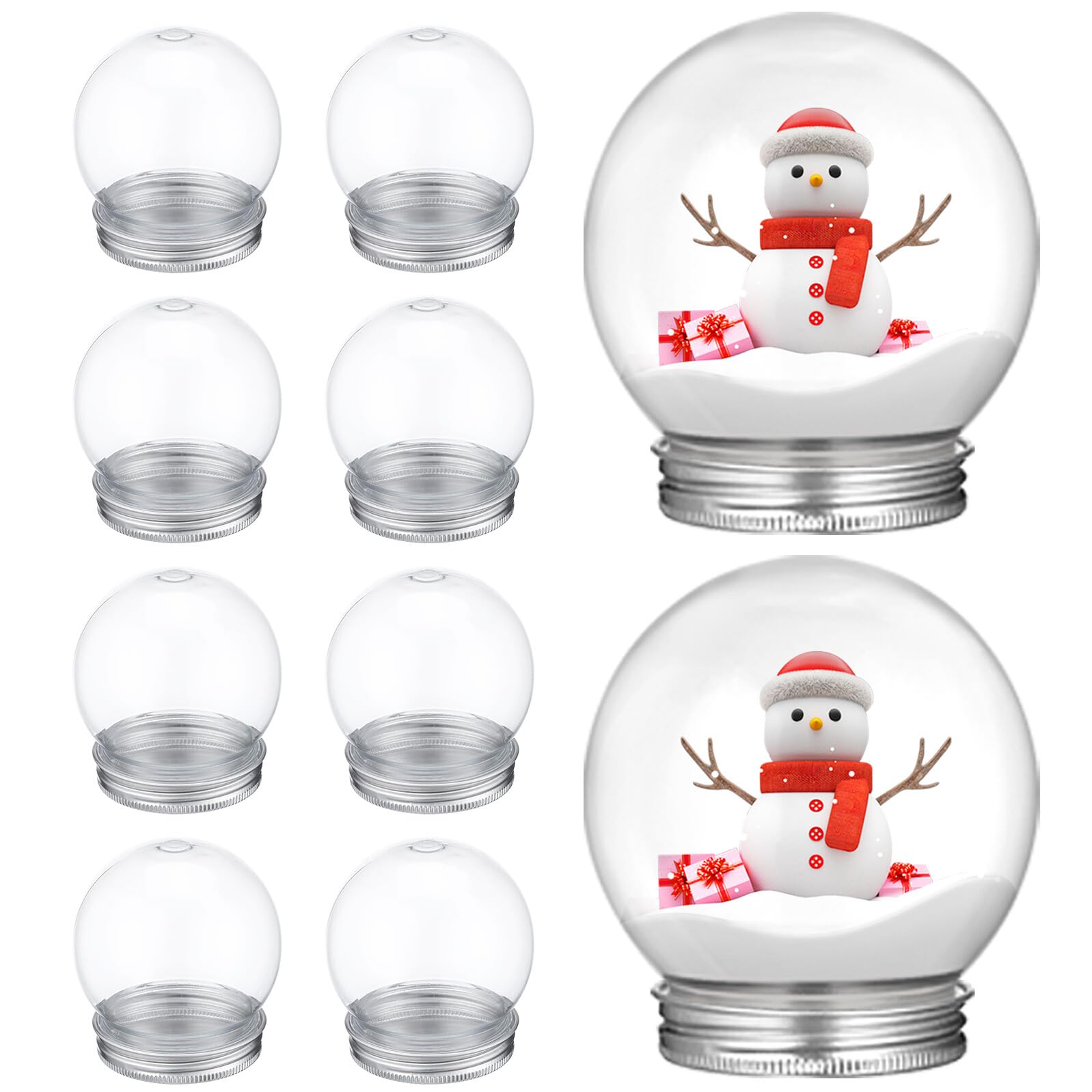 Kit para manualidades con globos de nieve de plástico transparente y tapas de rosca