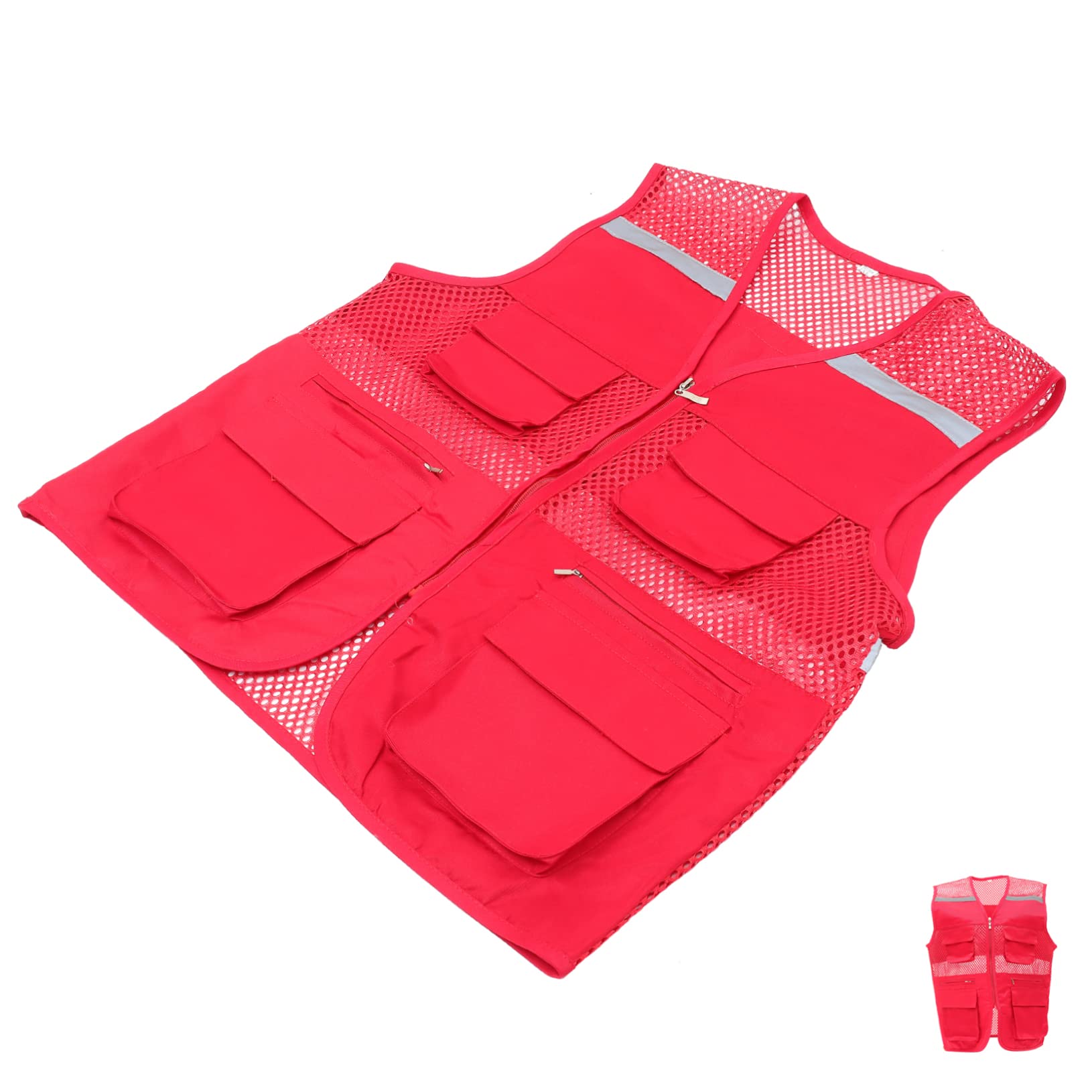 Cabilock Chaleco de seguridad reflector correr laboral chalecos sénior neón chaleco transpirable al aire libre chaleco de alta visibilidad para el trabajo chaleco para adulto uniformes rojo