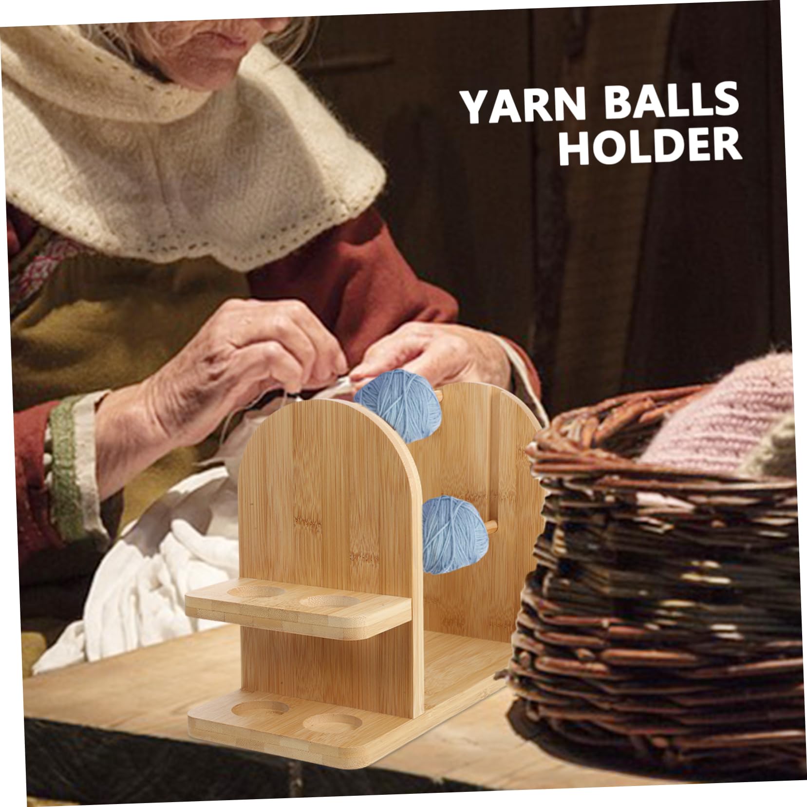 NUOBESTY Soporte Para Carretes De Bambú Dispensador De Ovillos Para Tejer Soporte Giratorio Para Hilo Organizador De Hilos Para Crochet Para Proyectos De Diy y Manualidades Casa