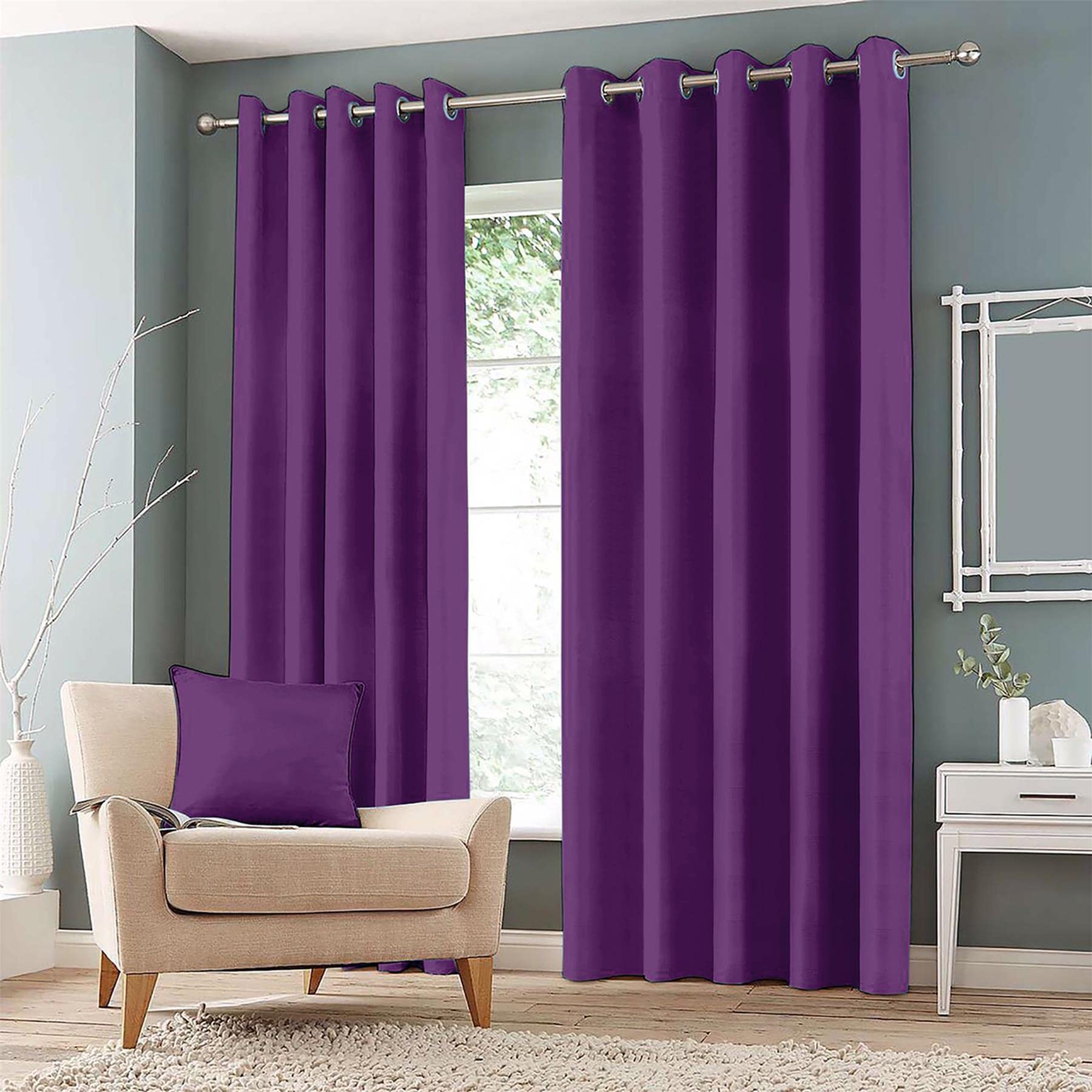Roseley Aubergine Eyelet Blackout Curtains For Bedroom Living Room Two Thermal Insulated Panels Noise Reduction Window Treatment [, 66" X 72"]