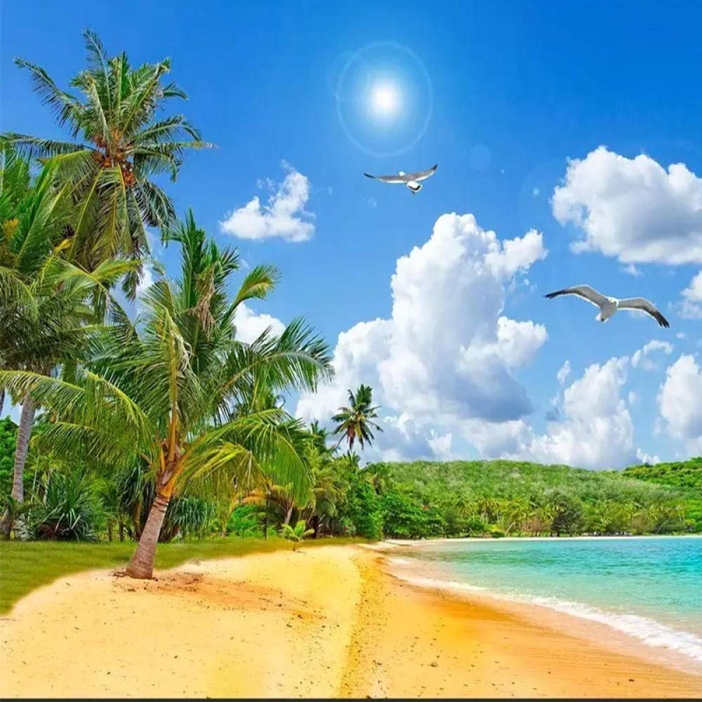 Amazon 写真の壁紙ココナッツツリー海の景色風景壁画リビングルームソファ寝室家の装飾壁布3d 350x250cm 壁紙
