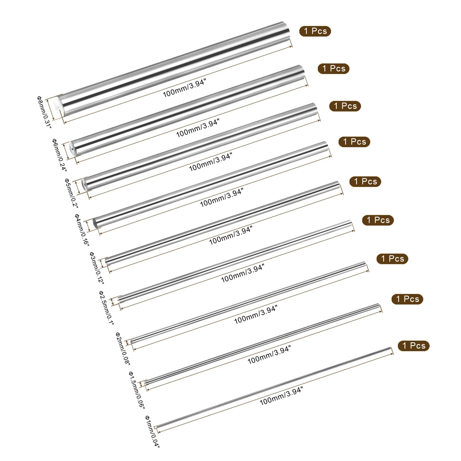 QUARKZMAN 1Pcs Barres En Laiton (16mm)5/8 Pouce X (224mm)9 Pouces Barre