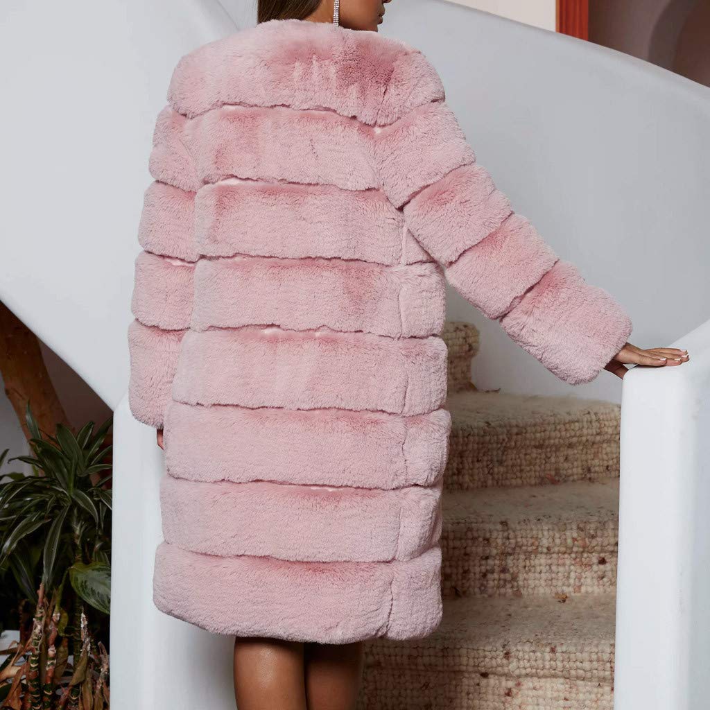 Trench Coat - Giacca invernale da donna, a maniche lunghe, con calda imbottitura, in pelliccia sintetica, alla moda, fuzzy Fluffy, in peluche
