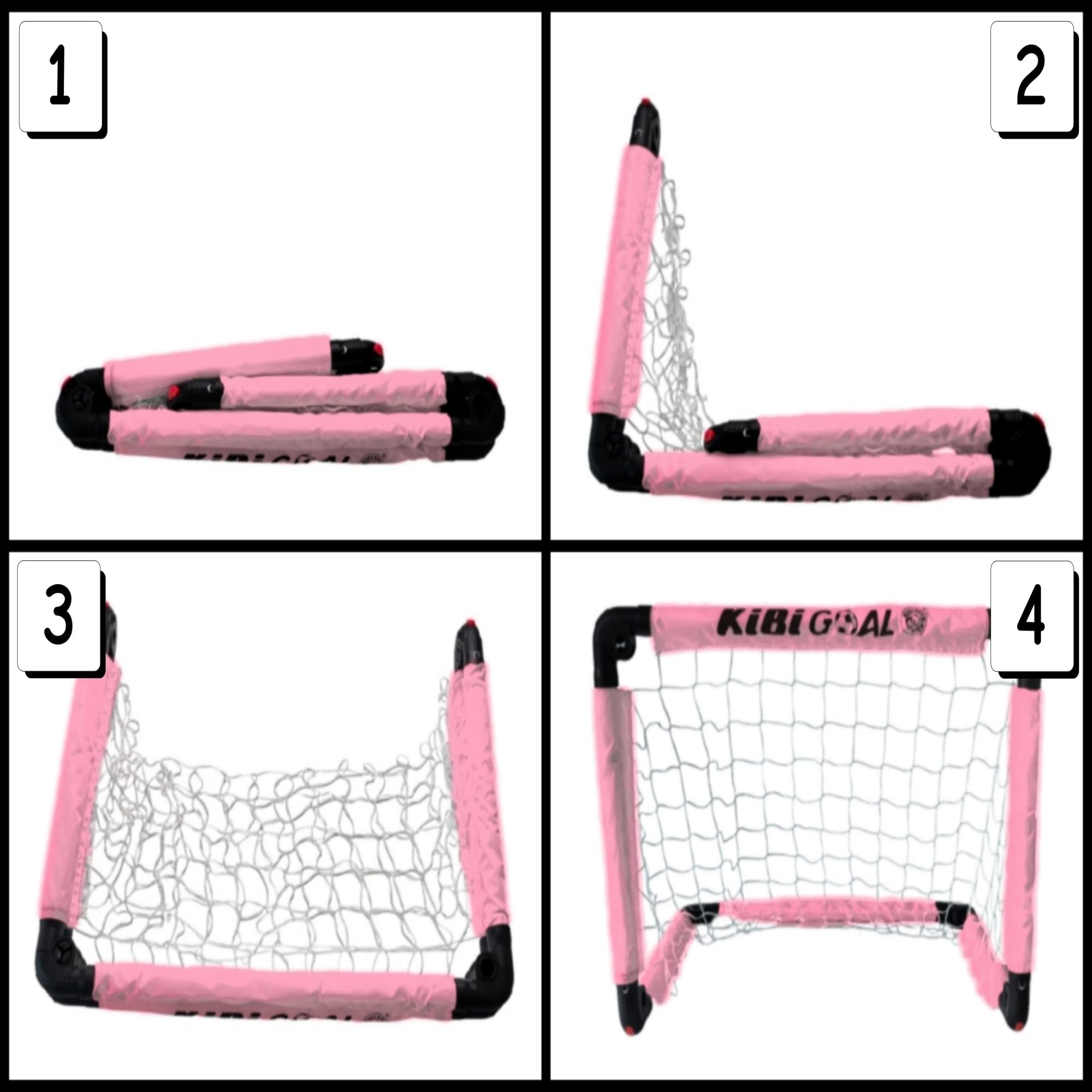 Portería de fútbol para niños pequeños, tamaño pequeño, plegable, para jardín, interior y exterior, 60 x 45 cm, color rosa, regalo de juguete para niña