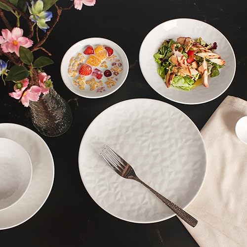 Miniatura 5 de Creativity Home Juego de vajilla de 12 piezas. Platos, fuentes, cuencos, servicio para 6, cupé de porcelana blanca (servicio para 4 (12 piezas)