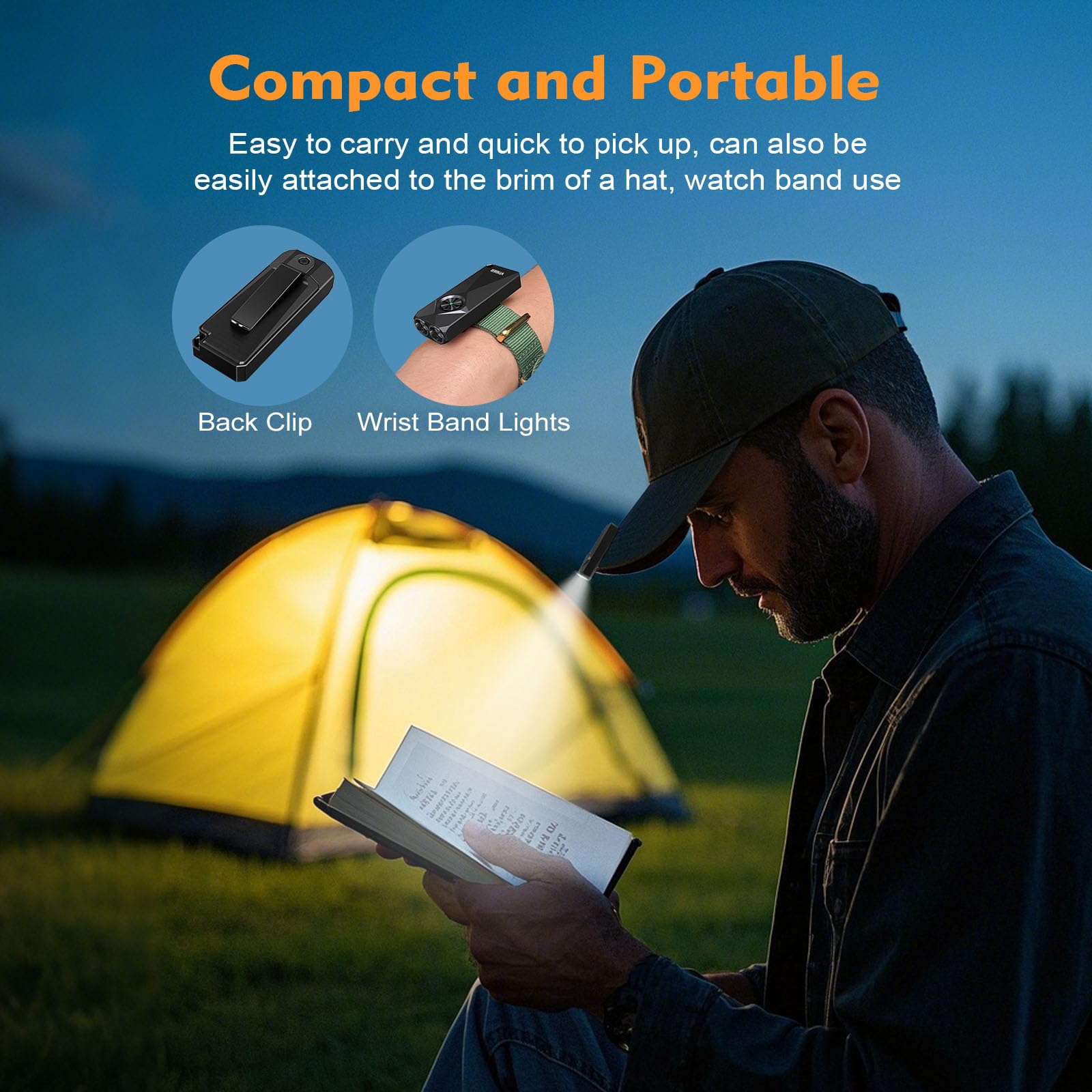 VTIGER K1 Porte-clés lumineux 800 lumens haute luminosité, petite lampe de poche rechargeable EDC, petite lampe de poche LED compacte avec magnétique, mini lampes de poche à clipser pour le camping