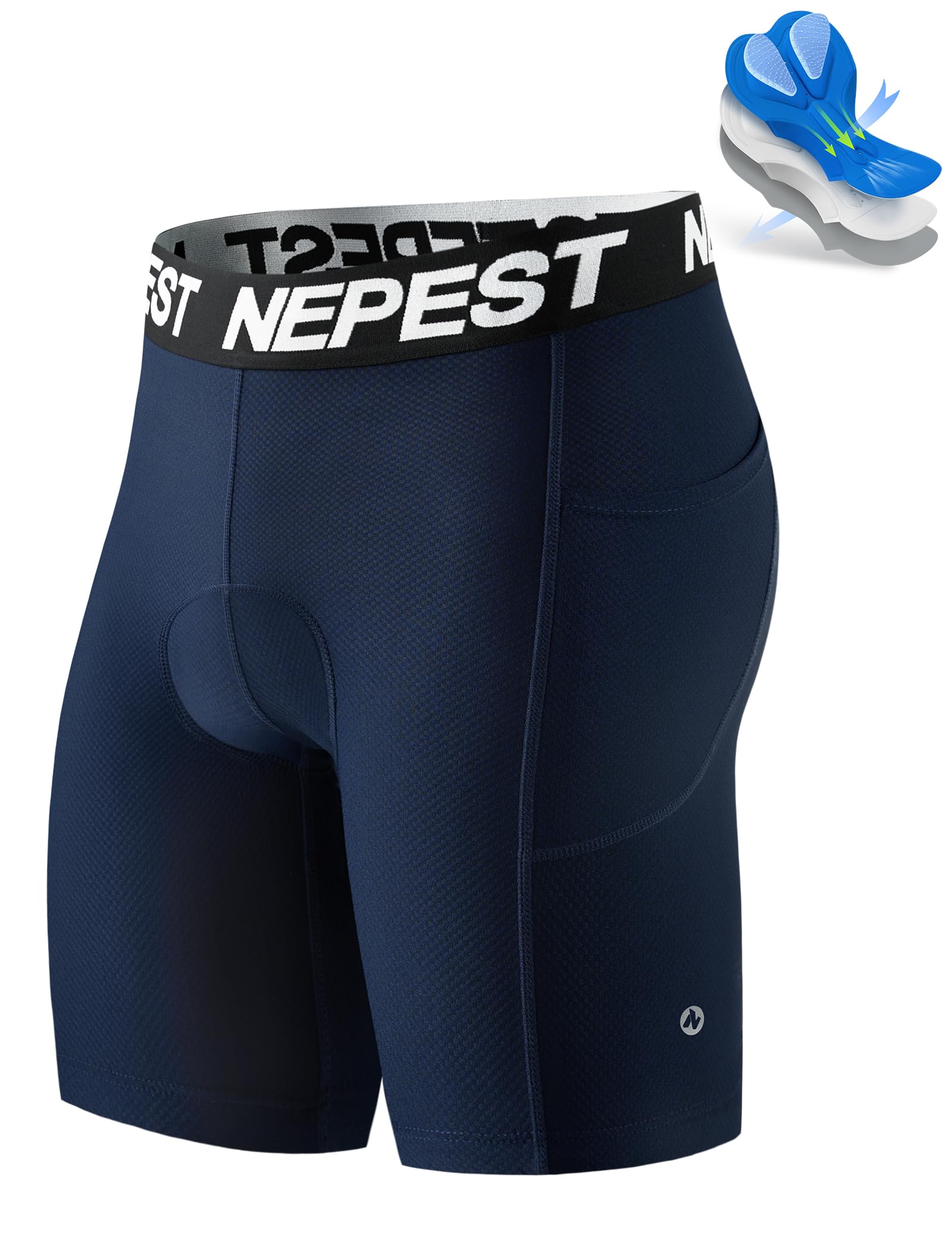 Nepest Radlerhose Herren Gepolstert Silikon-Anti-Rutsch-Grip | Fahrradunterhose Herren, 4D Sitzpolster, Schnelltrocknend, Leicht & Weich, Rennrad, MTB, Straßenrad, Cycling Shorts