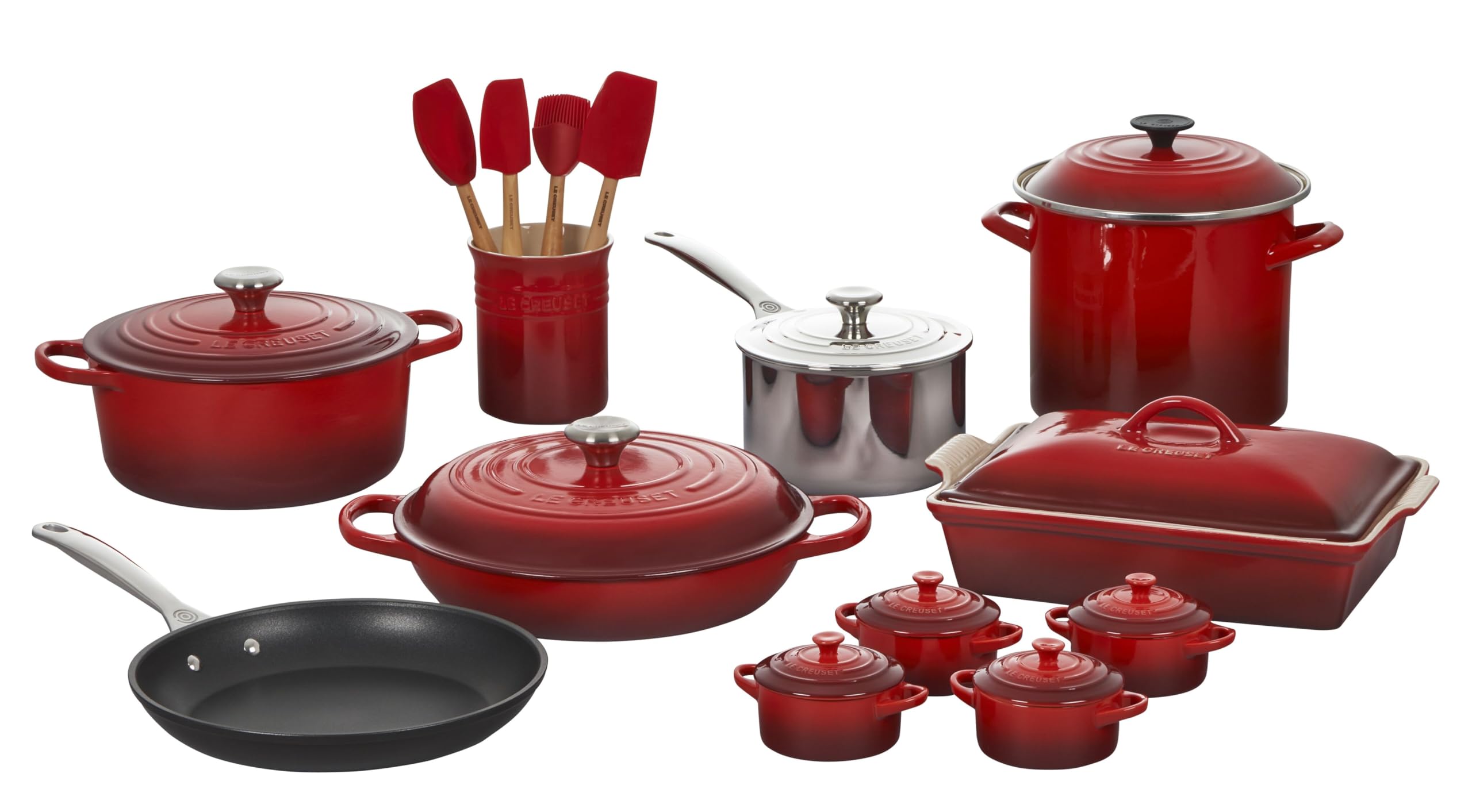 Amazon.com: Le Creuset 20 Piece Mixed Material Set, Cerise: Home