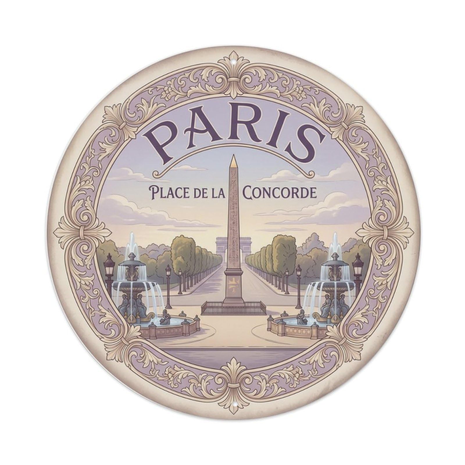 Vintage Travel Square Paris Concorde Metal Tin Sign Plaque Wall Decor for Cafe, Club, Garden Round Metal Poster 8x8Inch