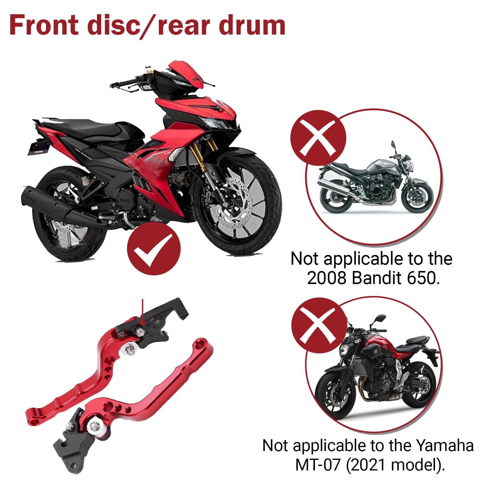 OUKENS Leva della frizione del freno, 2 pezzi Unniversal Motocicletta in lega di alluminio regolabile per dispositivo di frenatura del manubrio del manubrio(rosso)