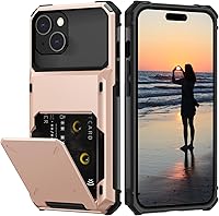 Vista 30 de Nvollnoe Compatible con iPhone 15 Funda con ranura para tarjetas, resistente, protectora de doble capa, a prueba de golpes, ranura oculta