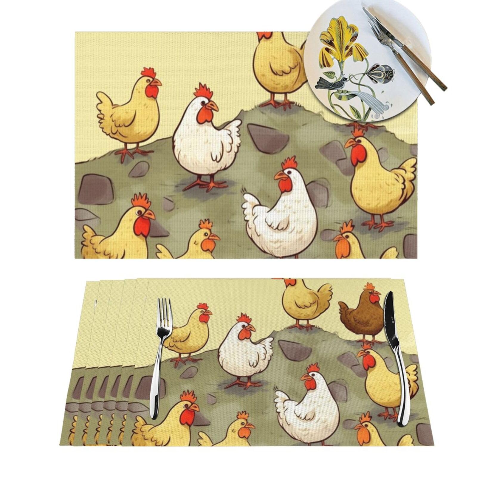 Set de table lavable résistant aux taches en PVC tressé 45,7x30,5 cm pour cuisine et jardin