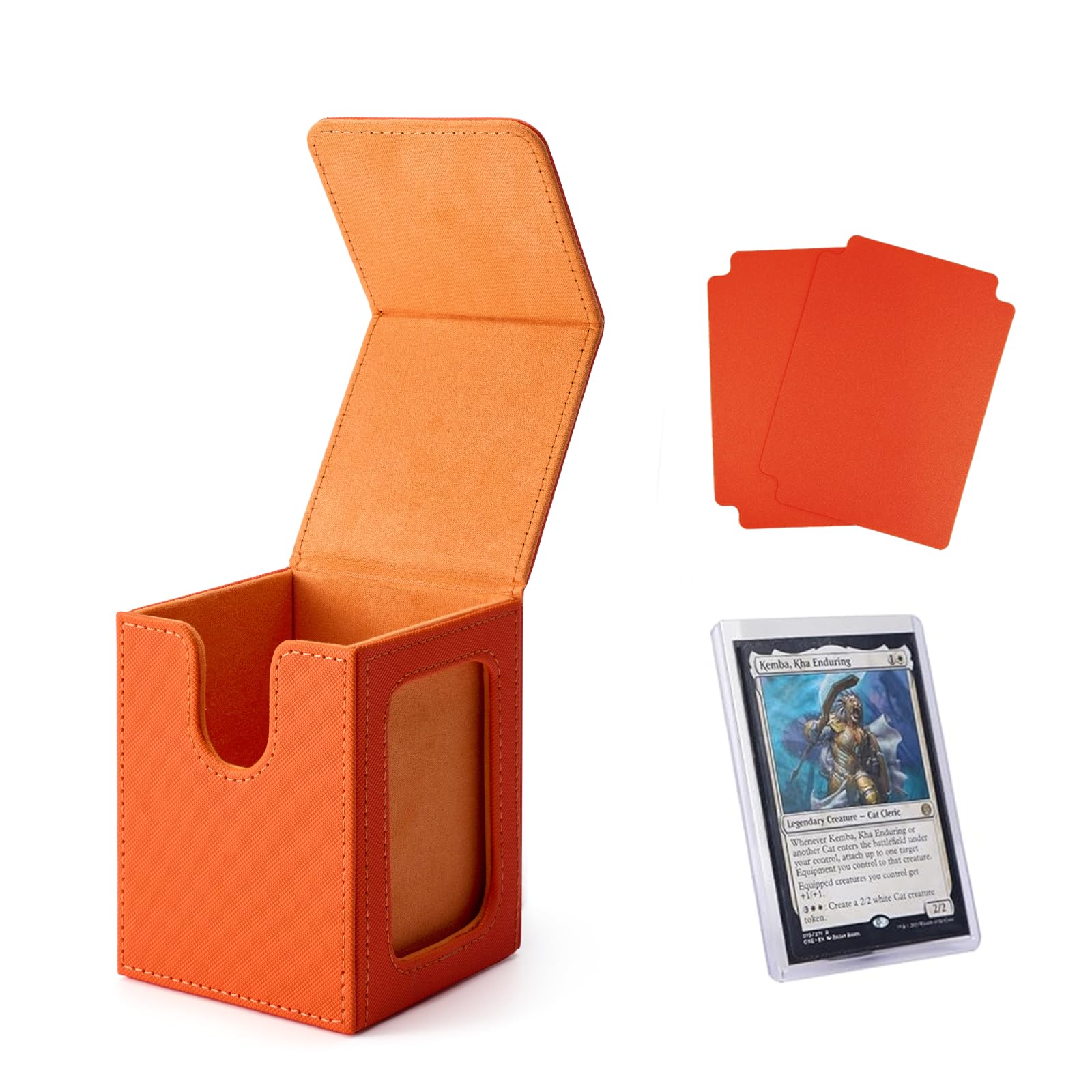 Venssu Orange&Orange Mtg Deck Box With Commander Display Window (Orange&Orange)