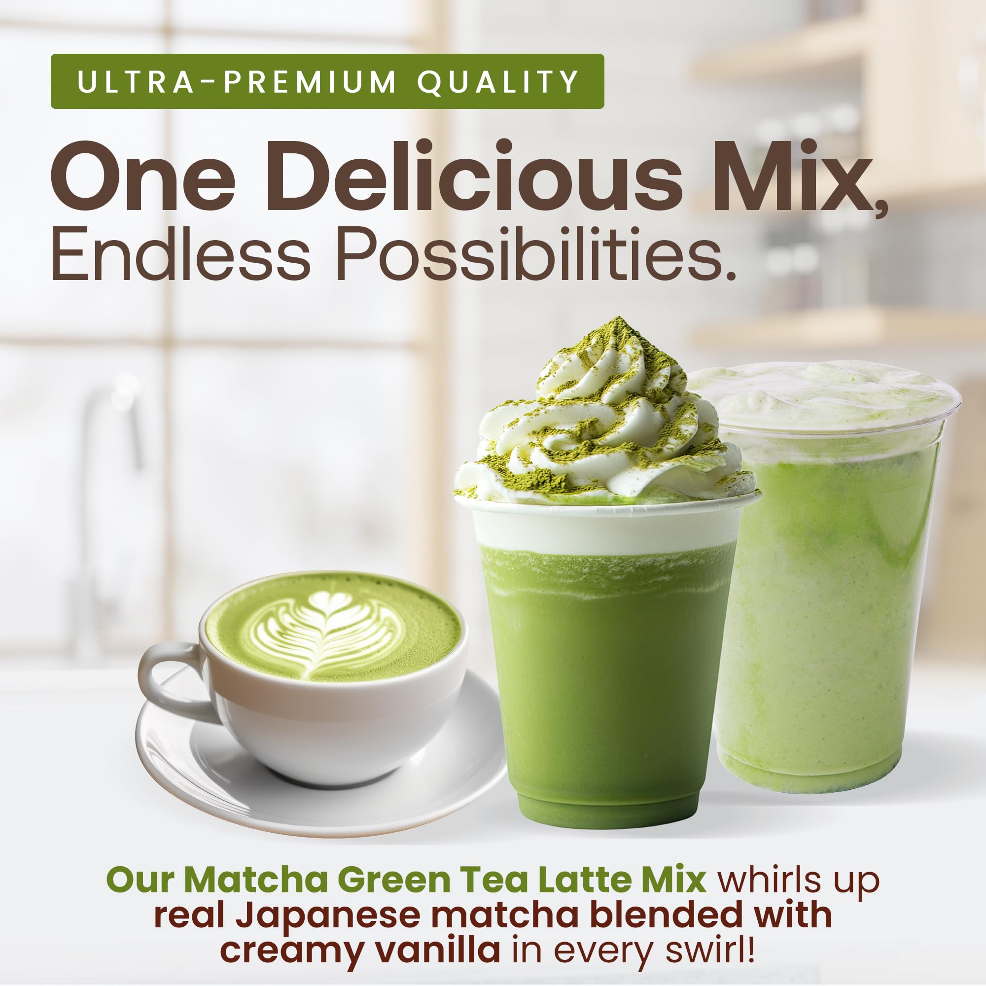 Dr Smoothie Caf Essentials Matcha Green Tea Latte No Artificial Colors Flavors or Sweeteners Shelf Stable 51mg of — view 3