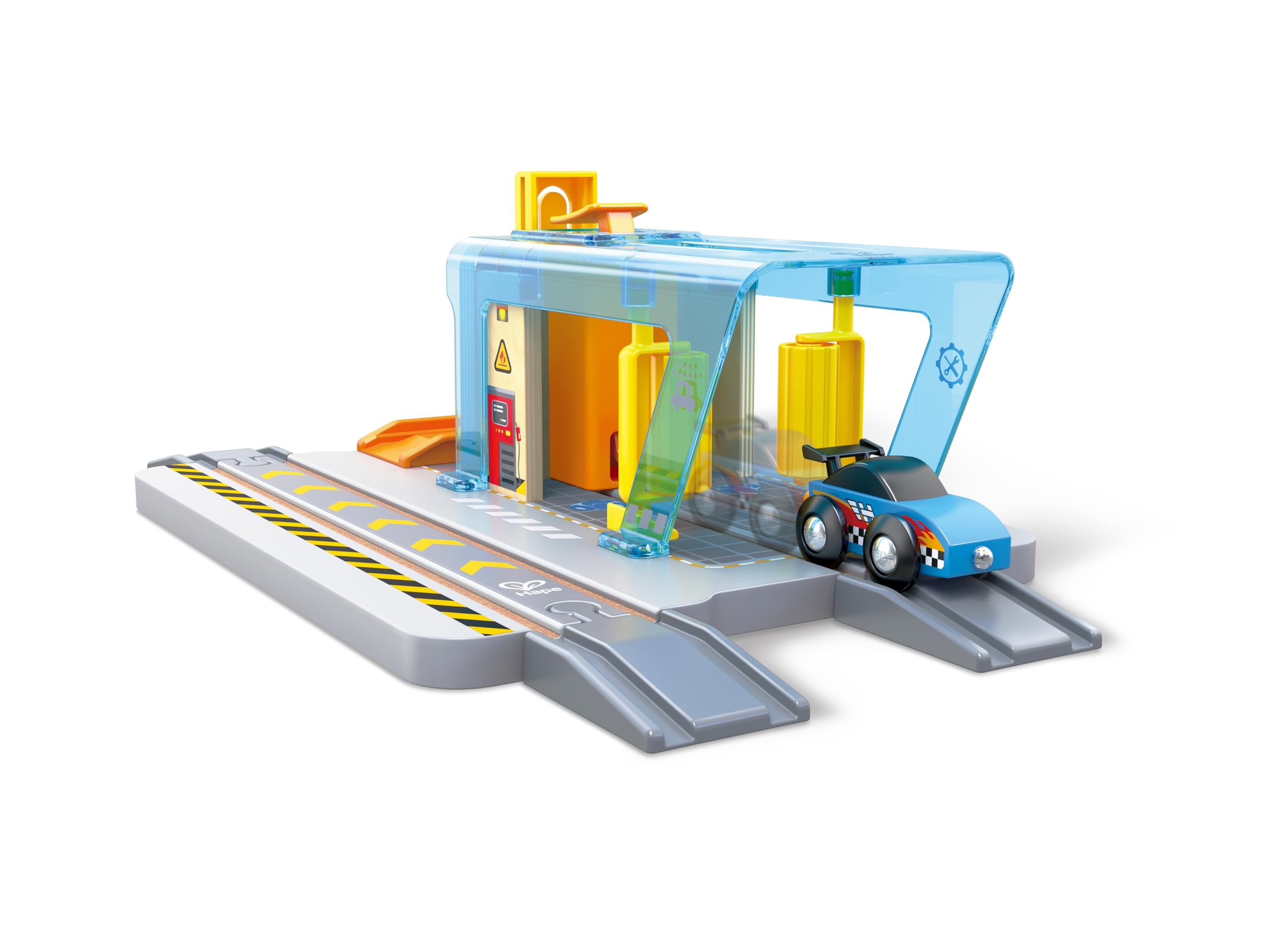 Station de Lavage et d'atelier Hape | Laver et réparer Les Voitures | Jouet interactif pour Enfants