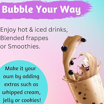 Bubble Tea Kit Refills - Extra Boba Pearls & Milk Tea Powder Packets For Bubble Tea Set. Instant Tapioca Pearls/Boba Balls In Brown Sugar Syrup, 3 in 1 Flavoured Milkshake Powder Drink Mix