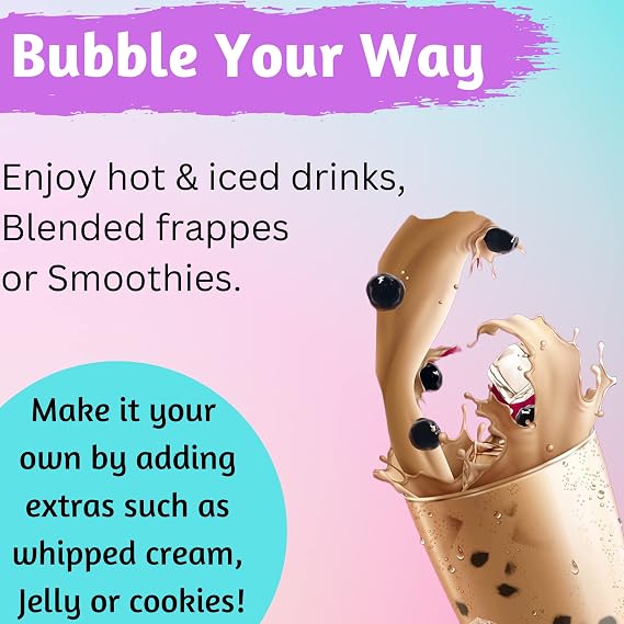 Bubble Tea Kit Refills - Extra Boba Pearls & Milk Tea Powder Packets For Bubble Tea Set. Instant Tapioca Pearls/Boba Balls In Brown Sugar Syrup, 3 in 1 Flavoured Milkshake Powder Drink Mix