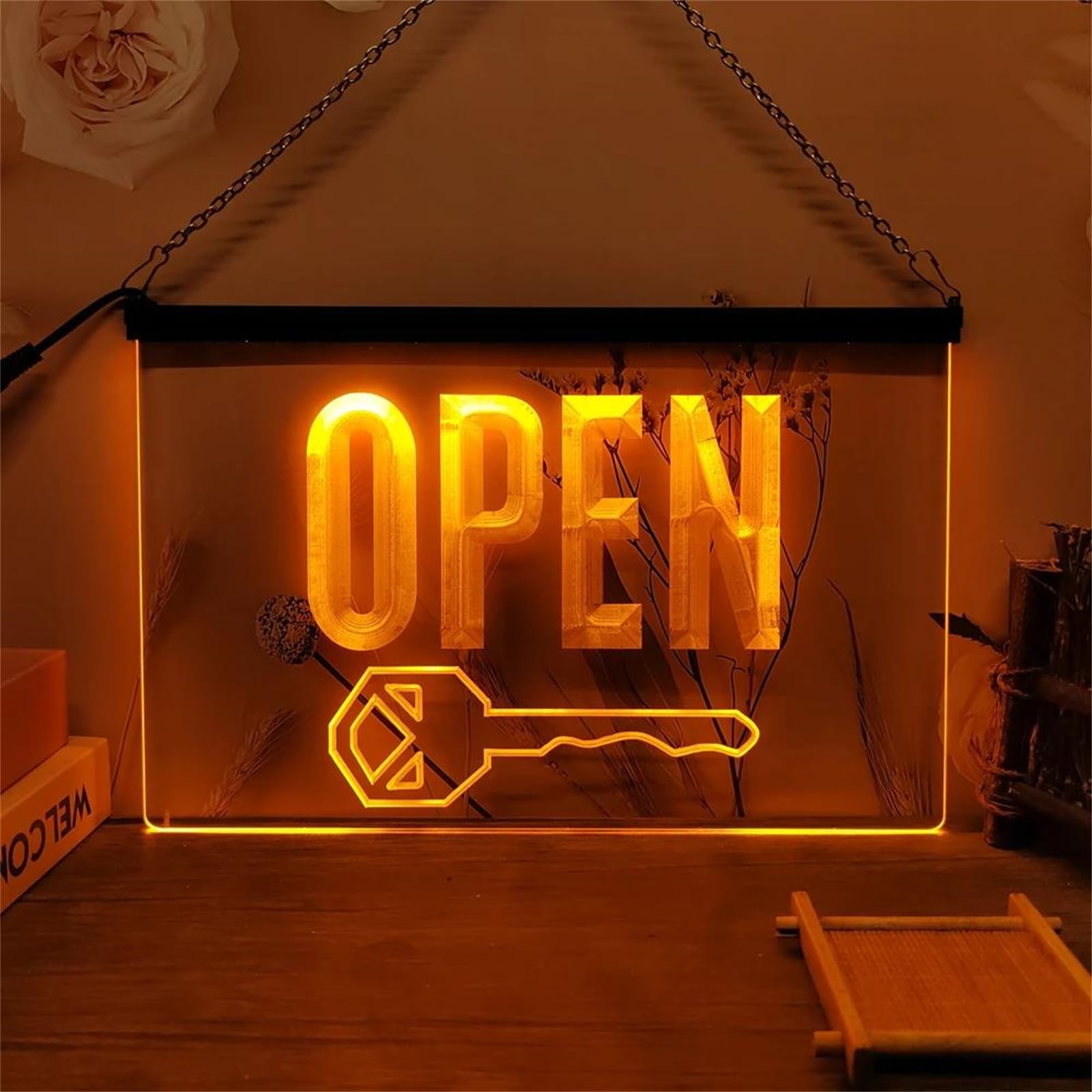 Rewis One Color Key Cutting Store Led Neon Sign, Keys Shop 7-Color Dimming Neon Lights Wall Hanging Luminous Decor Usb Powerd With Remote Control Dimmer,30X20cm