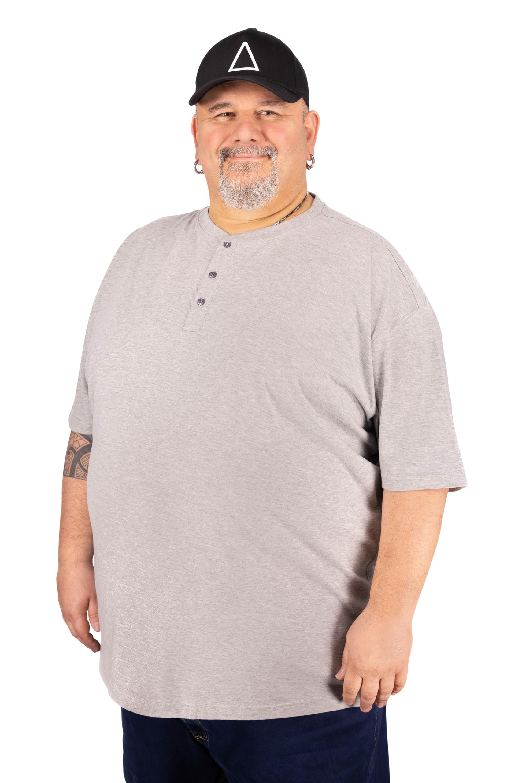 ADAMO Men's Serafino T-Shirt with Button Tape Regular FIT in oversizes up to 10XL
