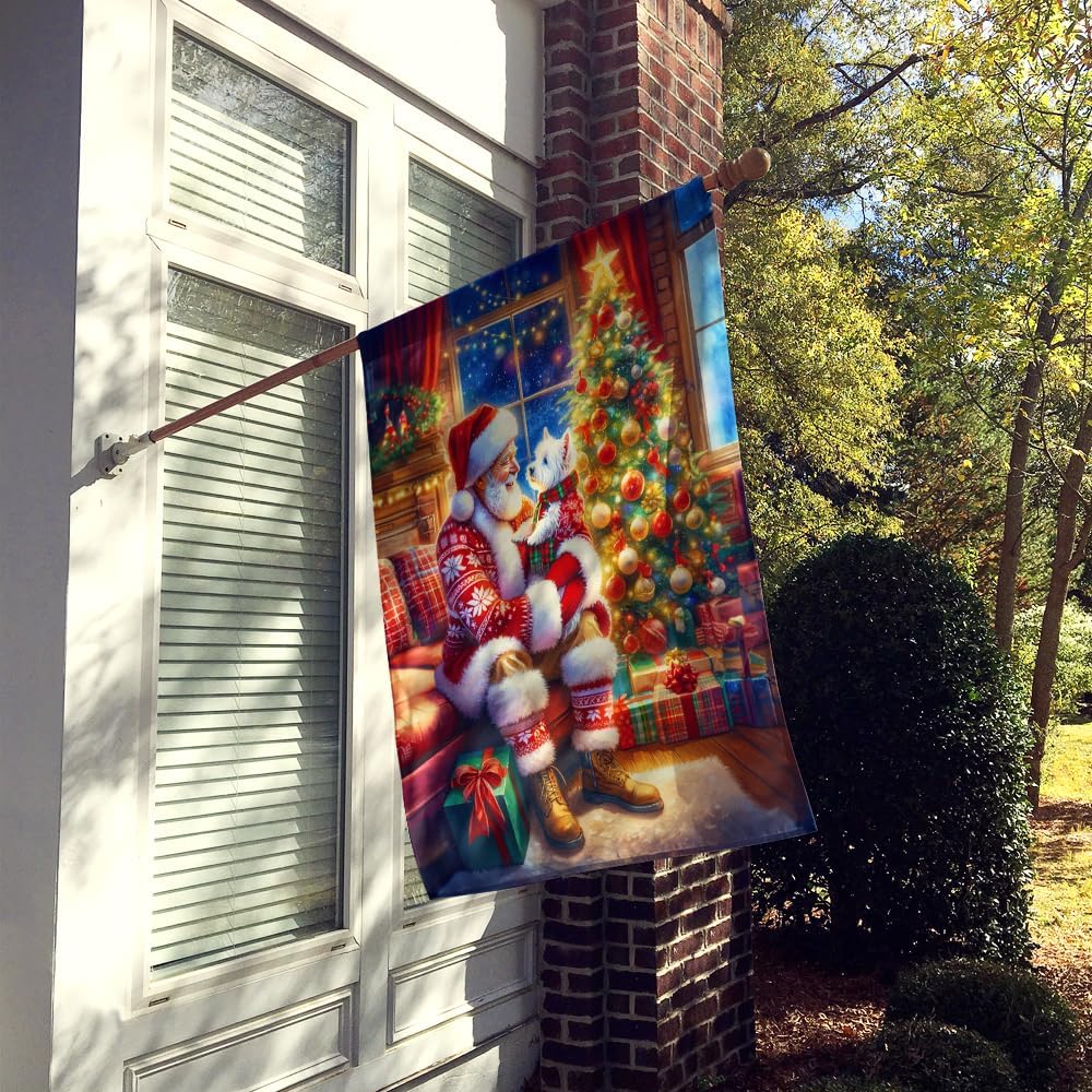 Caroline's Treasures DAC4167CHF Westie and Santa Claus House Flag Large Porch Sleeve Pole Decorative Outside Yard Banner Artwork Wall Hanging, Polyester, House Size, Multicolor