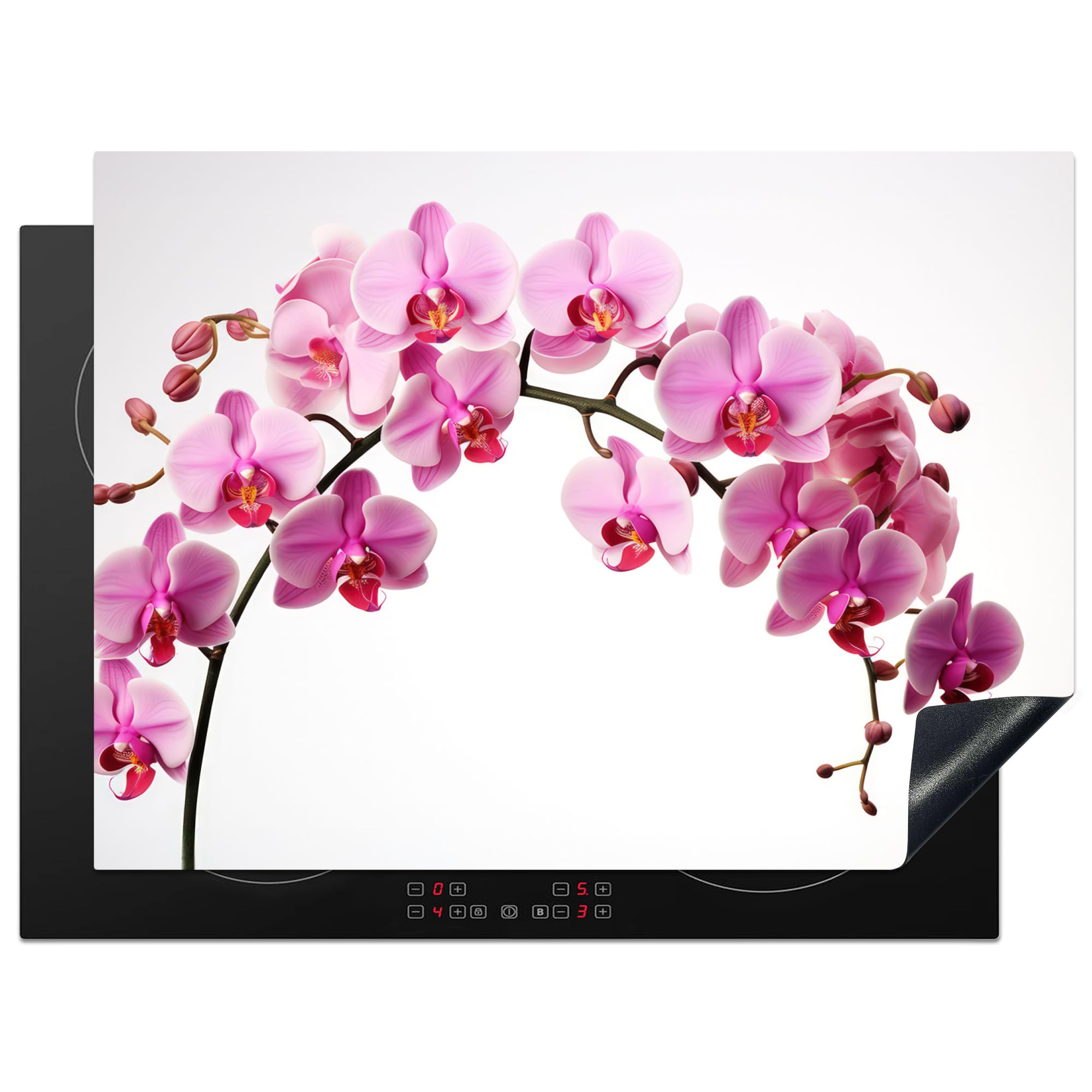 KitchenYeah© Induction Hob Cover Protector Mat 20.5"x28" / 71x52 cm Kitchen Universal Ceramic Covers for Electric Cookers Vinyl Flowers - Pink - Branch - White