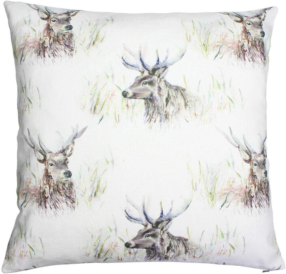 Harrison Cropper Wallace Stag Country Animal Cushion Cover (16x16, Cream Envelope Back)