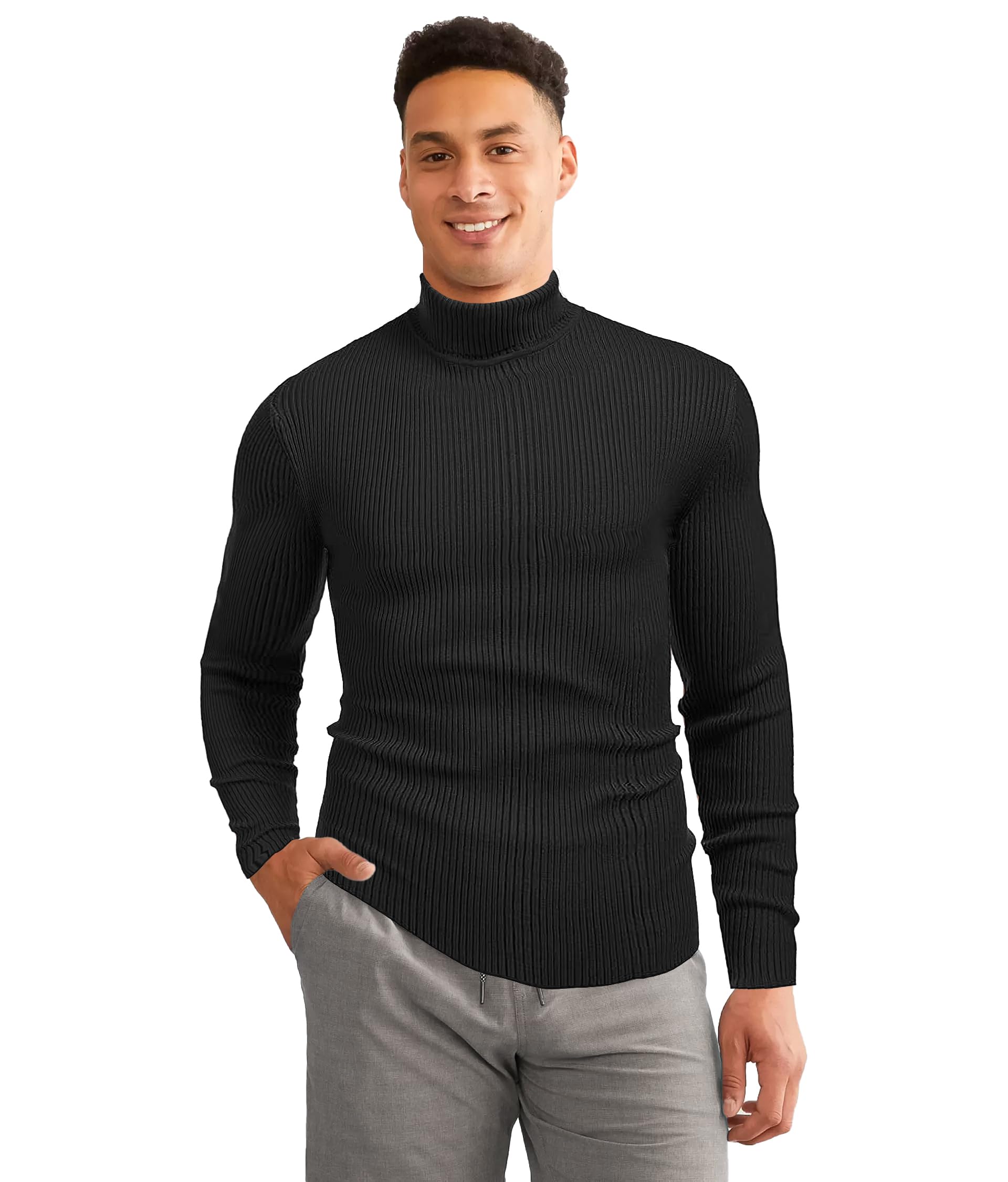 juari be a gentleman Men's Ribbed Turtleneck Sweater, Long Sleeve-picture-54