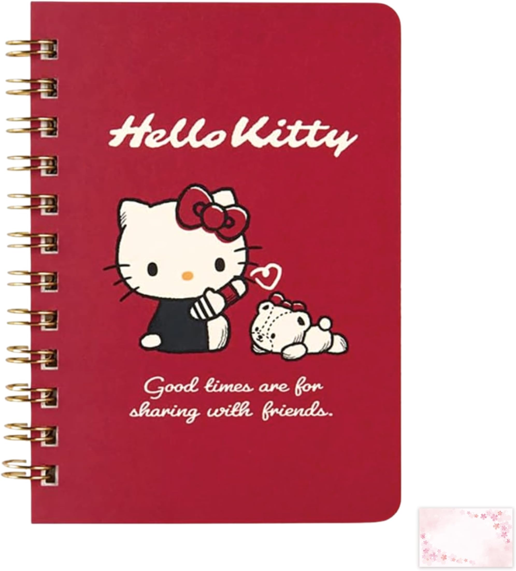 B7 Spiral Notebook (Kitty) (Japan Import) - Includes Cherry Blossom Message Card Self Use Not Stick Note