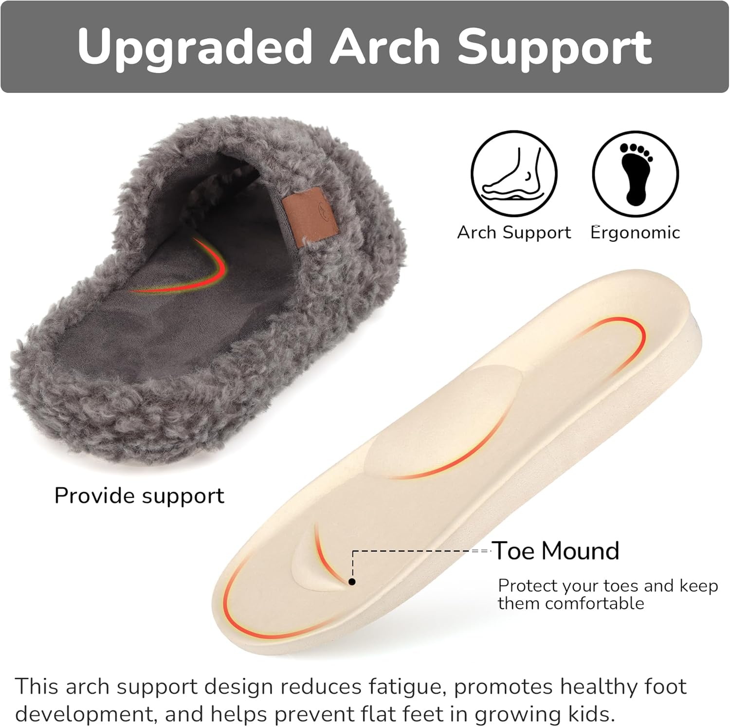 Youecci Girls Fuzzy Slippers-Soft Open Toe Slippers with Memory Foam & Arch Support, Dual-Strap Warm Comfy Home Slides Indoor House Shoes - Image 5