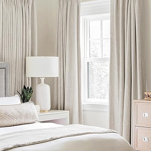 Miniatura 2 de MIULEE Cortinas de lino 100% opacas para dormitorio, con aislamiento térmico, ojales de abedul, cortinas de oscurecimiento de habitación y cortinas